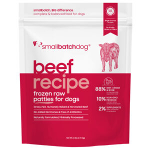 smallbatchdog beef recipe - FROZEN RAW patties & sliders for dogs
