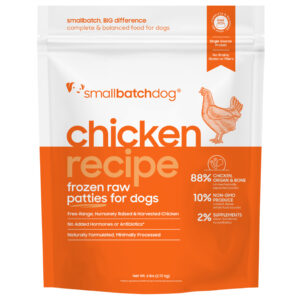 smallbatchdog chicken recipe - FROZEN RAW patties & sliders for dogs