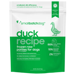 smallbatchdog duck recipe - FROZEN RAW patties & sliders for dogs