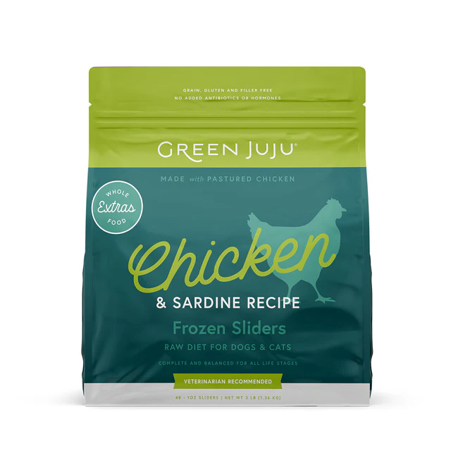 Green JuJu Extras Chicken + Sardine - frozen patties & sliders