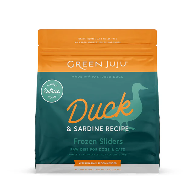Green JuJu Extras Duck+ Sardine - frozen patties & sliders