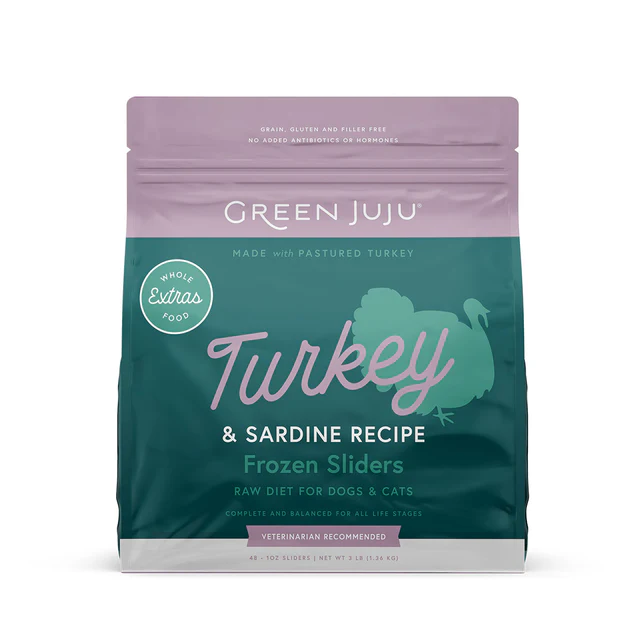 Green JuJu Extras Turkey + Sardine - frozen patties & sliders