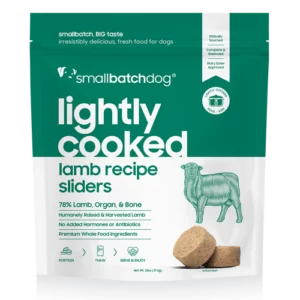 smallbatchdog LIGHTLY COOKED lamb recipe sliders for dogs