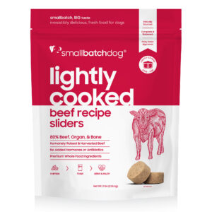 smallbatchdog LIGHTLY COOKED beef recipe sliders for dogs