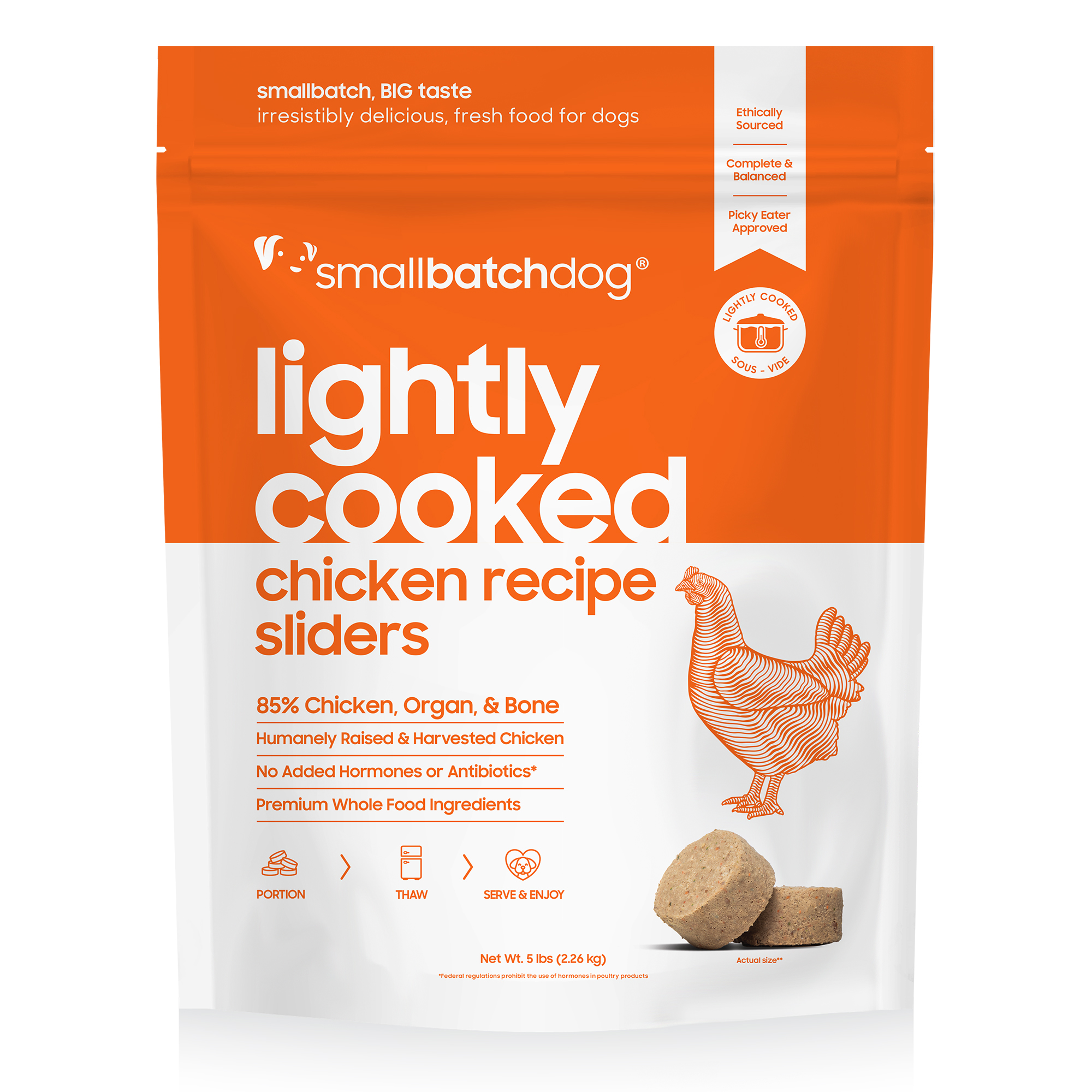 smallbatchdog LIGHTLY COOKED chicken recipe sliders for dogs
