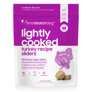 smallbatchdog LIGHTLY COOKED turkey recipe sliders for dogs