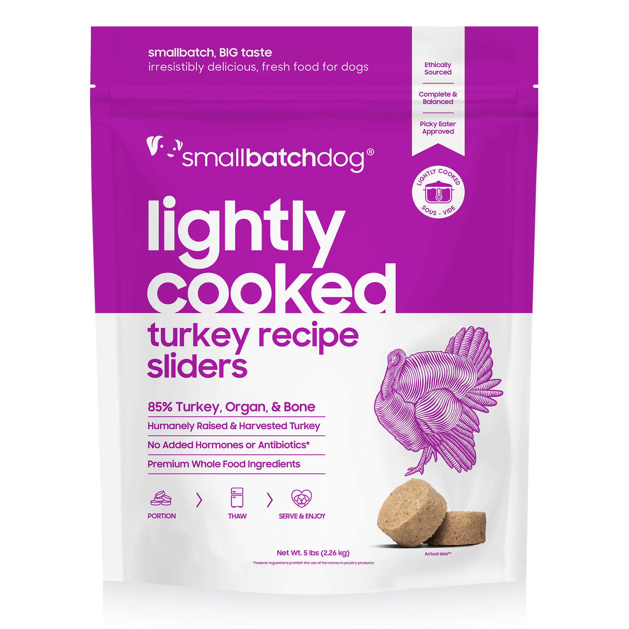 smallbatchdog LIGHTLY COOKED turkey recipe sliders for dogs