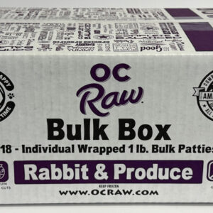OC Raw Dog rabbit & produce patties 18lb bulk