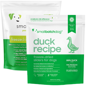 smallbatchdog duck recipe - FREEZE DRIED sliders for dogs
