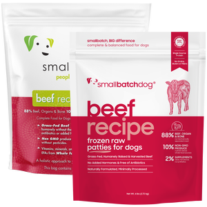 smallbatchdog beef recipe - FROZEN RAW patties & sliders for dogs