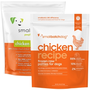 smallbatchdog chicken recipe - FROZEN RAW patties & sliders for dogs