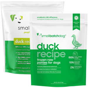 smallbatchdog duck recipe - FROZEN RAW patties & sliders for dogs