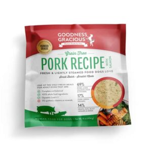 Goodness Gracious Human Grade Synthetic Free Pork with Salmon Recipe Gently Cooked Frozen Dog Food