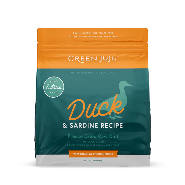 Green JuJu Extras Duck + Sardine - Complete & Balanced Freeze-Dried Meal