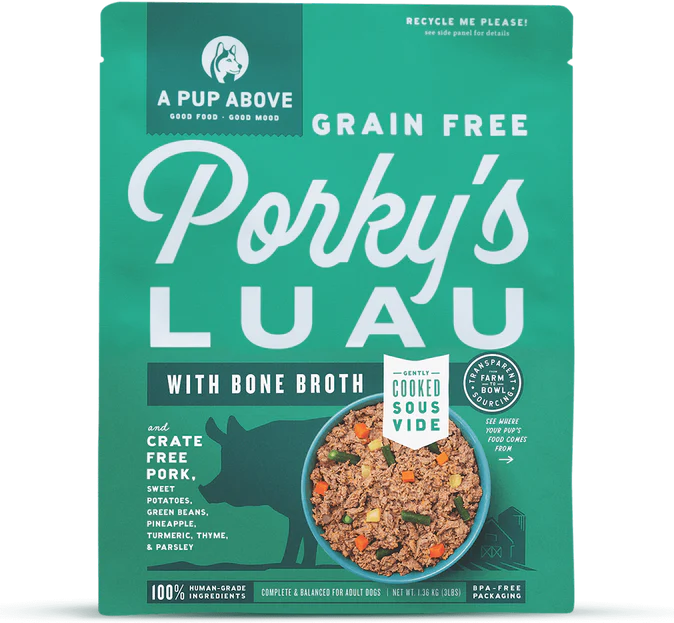 A Pup Above frozen gently cooked Pork Luau for dogs