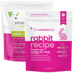 smallbatchdog rabbit recipe - FROZEN RAW patties & sliders for dogs