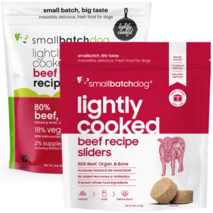 smallbatchdog LIGHTLY COOKED beef recipe sliders for dogs