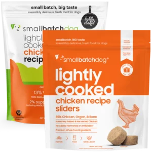 smallbatchdog LIGHTLY COOKED chicken recipe sliders for dogs