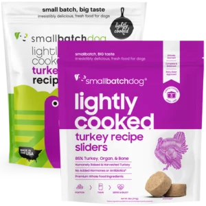smallbatchdog LIGHTLY COOKED turkey recipe sliders for dogs